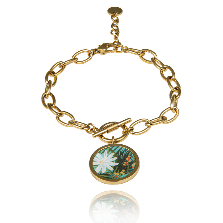 bracelet vert et doré acier