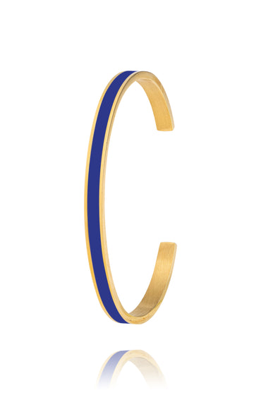 Bracelet manchette en métal bleu marine femme