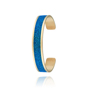 jonc coloré paillettes bleues pour femme en acier inoxydable
