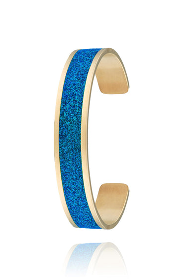jonc coloré paillettes bleues pour femme en acier inoxydable