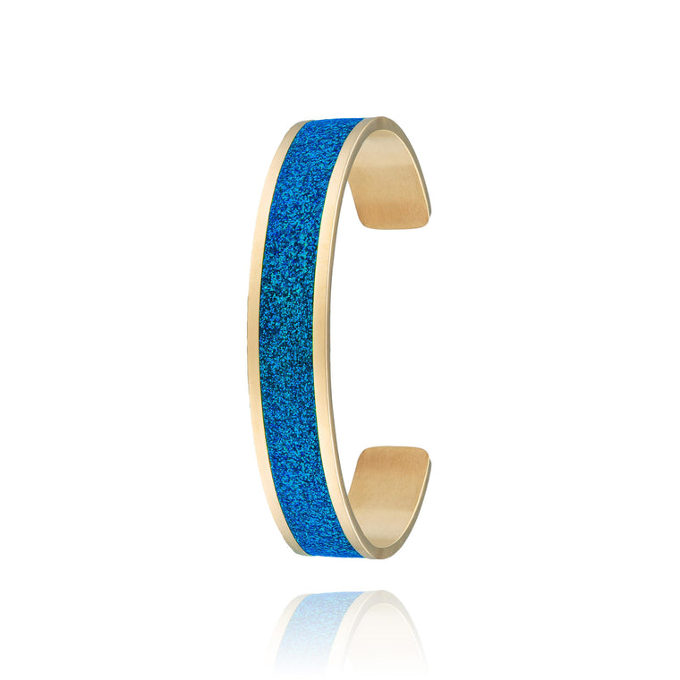 jonc coloré paillettes bleues pour femme en acier inoxydable