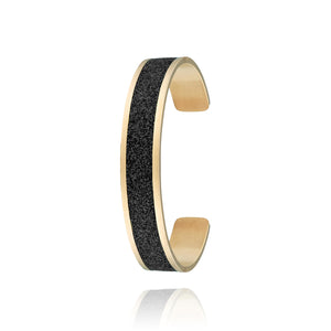 jonc coloré paillettes noires pour femme en acier inoxydable