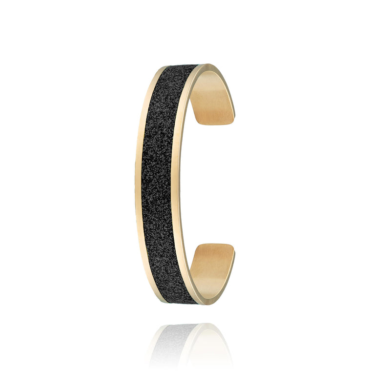 jonc coloré paillettes noires pour femme en acier inoxydable