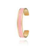 jonc coloré paillettes roses pour femme en acier inoxydable