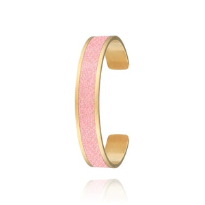 jonc coloré paillettes roses pour femme en acier inoxydable