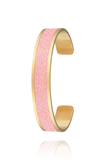 jonc coloré paillettes roses pour femme en acier inoxydable