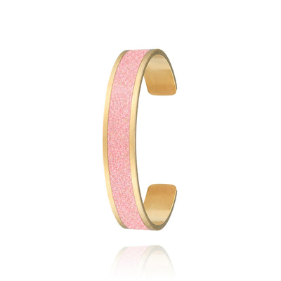 jonc coloré paillettes roses pour femme en acier inoxydable