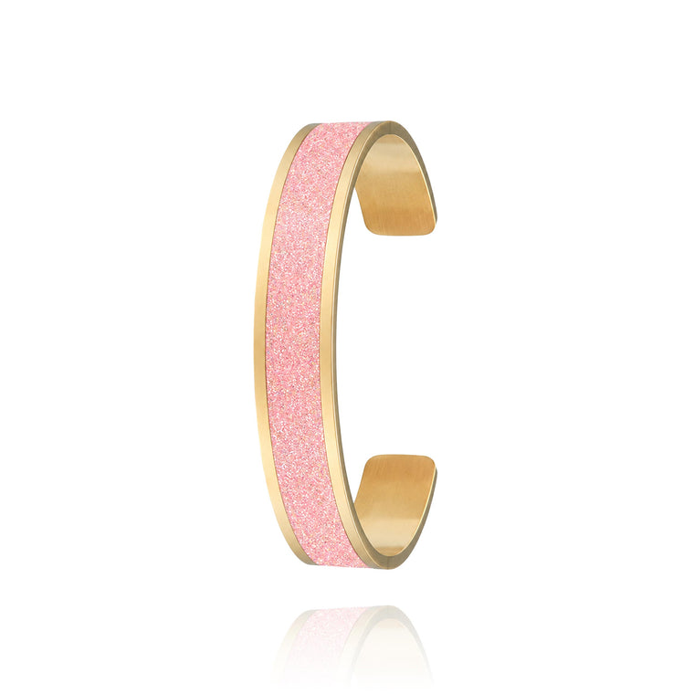 jonc coloré paillettes roses pour femme en acier inoxydable