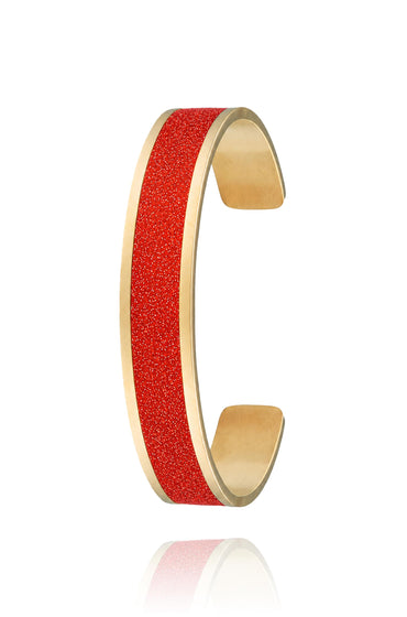 jonc coloré paillettes rouges pour femme en acier inoxydable