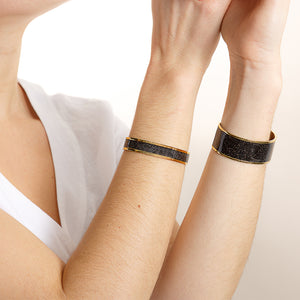 jonc noir et paillettes en acier pour femme