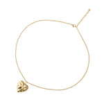 collier coeur texturé doré en acier inoxydable pour femme