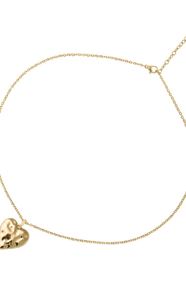 collier coeur texturé doré en acier inoxydable pour femme