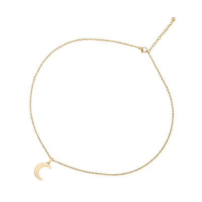 collier demi-lune doré pour femme en acier inoxydable