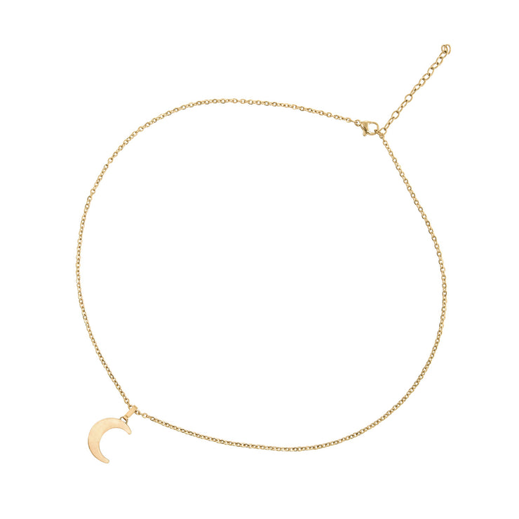 collier demi-lune doré pour femme en acier inoxydable