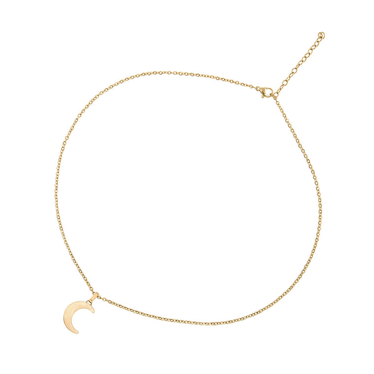 collier demi-lune doré pour femme en acier inoxydable