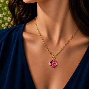 collier nature pendentif fleur de prunier en acier doré pour femme