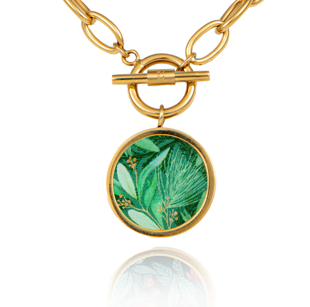 Collier Ras Du Cou En Grosse Perle De Bois Et Maillage Doré - Excellent état Occasion