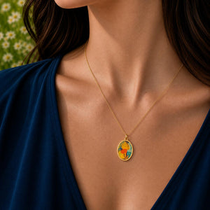 collier sautoir original avec feuilles colorées en acier inoxydable pour femme