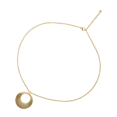 collier médaille soleil doré en acier inoxydable pour femme