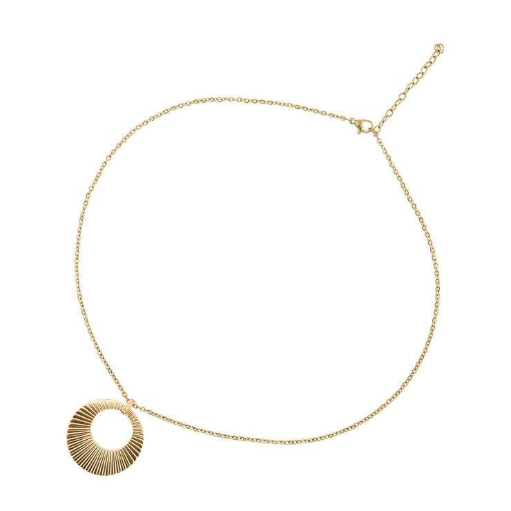 collier médaille soleil doré en acier inoxydable pour femme