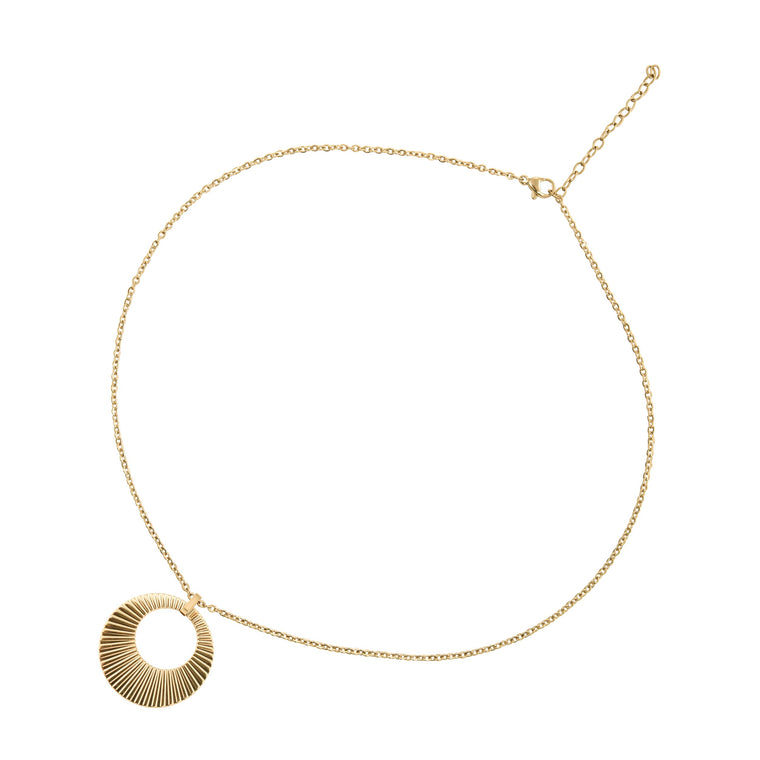 collier médaille soleil doré en acier inoxydable pour femme