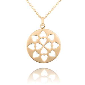 collier médaille trèfle doré en acier inoxydable pour femme