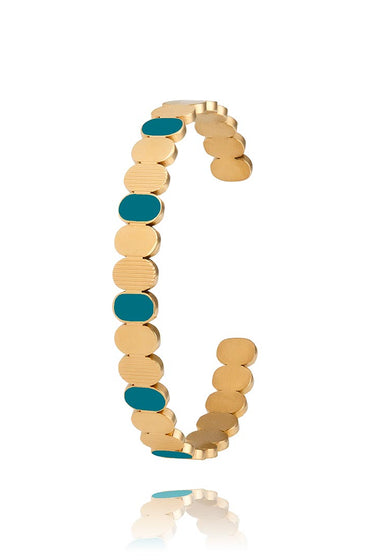 bracelet bleu canard et doré