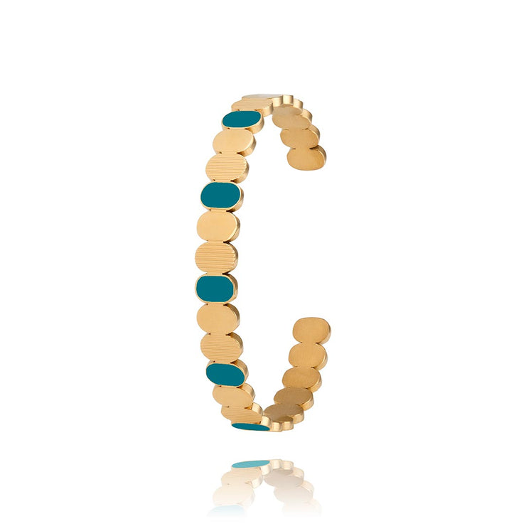 bracelet bleu canard et doré