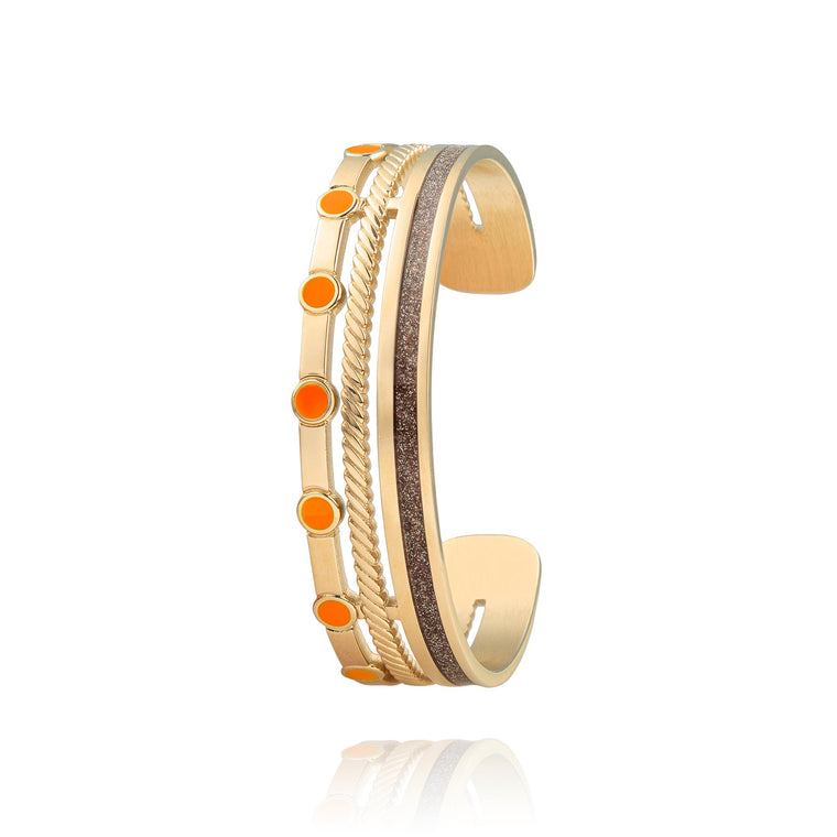 bracelet dorée et orange pour femme