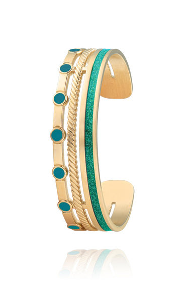 bracelet vert et doré pour femme