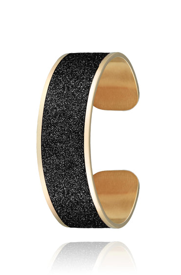 bracelet paillettes noires en acier inoxydable