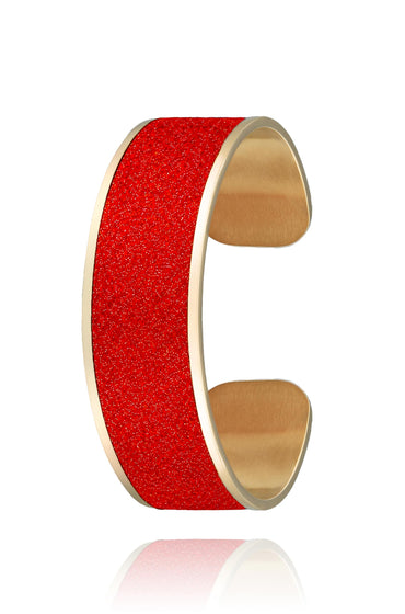 bracelet paillettes rouges en acier inoxydable