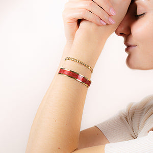 Bracelet rouge pailleté en acier inoxydable