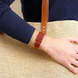 Manchette rouge avec paillettes pour femme en acier