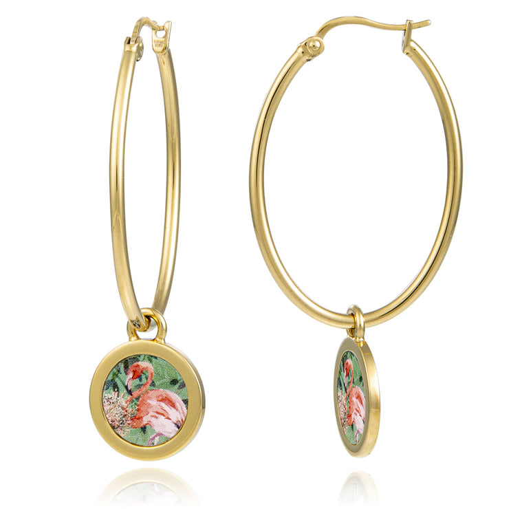 boucles d'oreilles  Flamant rose