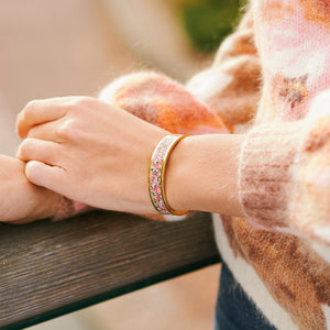 bracelet fleur rose acier inoxydable bohème